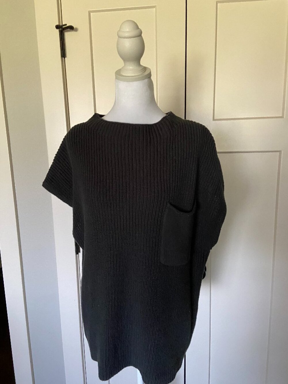By Together Black Knit Top Sweater Pocket Detail Size M